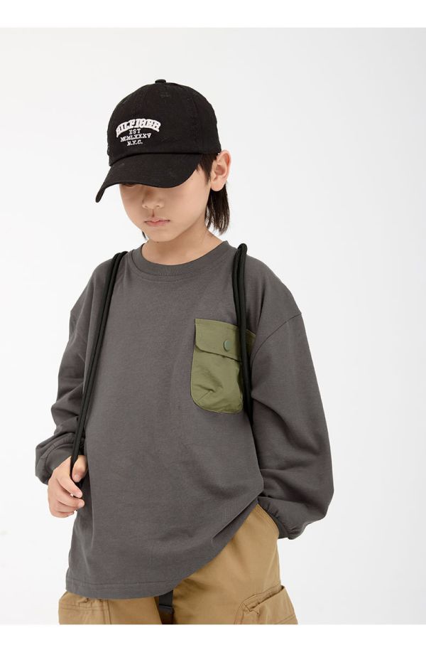 美式異材質假兩件薄款上衣 