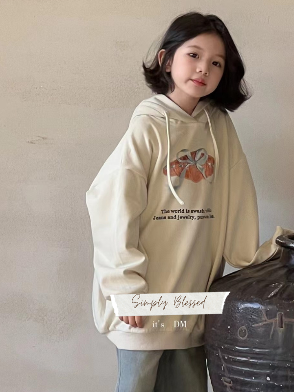 美味可頌蝴蝶連帽長版上衣大學Ｔ 