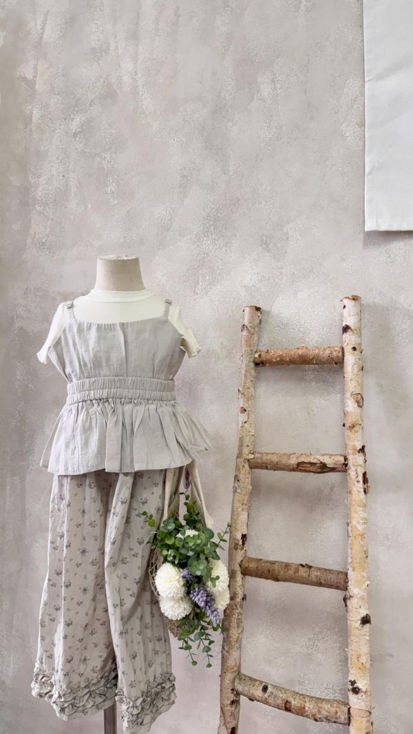 韓妞莫代爾棉光澤荷葉邊吊帶 