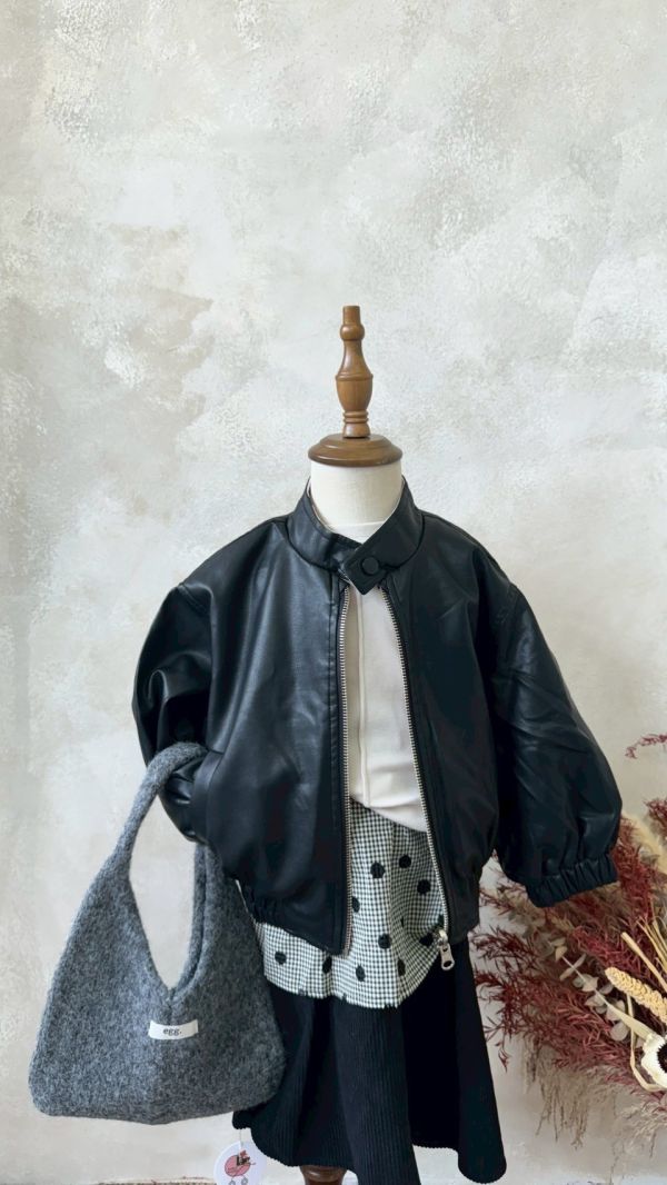 可雙面穿！可鹽可甜日系波點拉鍊經典皮外套 