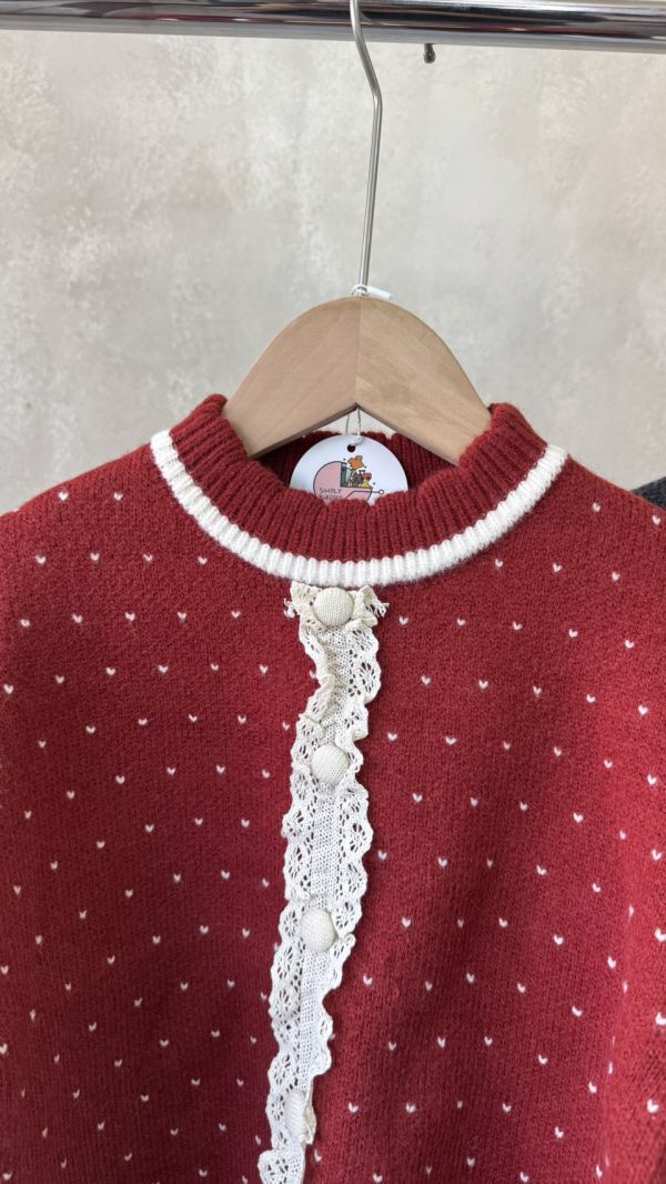 愛心蕾絲鉤花針織上衣(版型偏合身可帶大一號) 