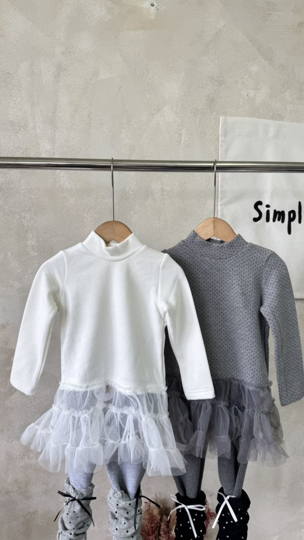 仙女拼紗磨毛半高領上衣 