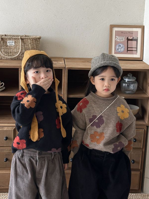 手足同款！日系花朵針織上衣 