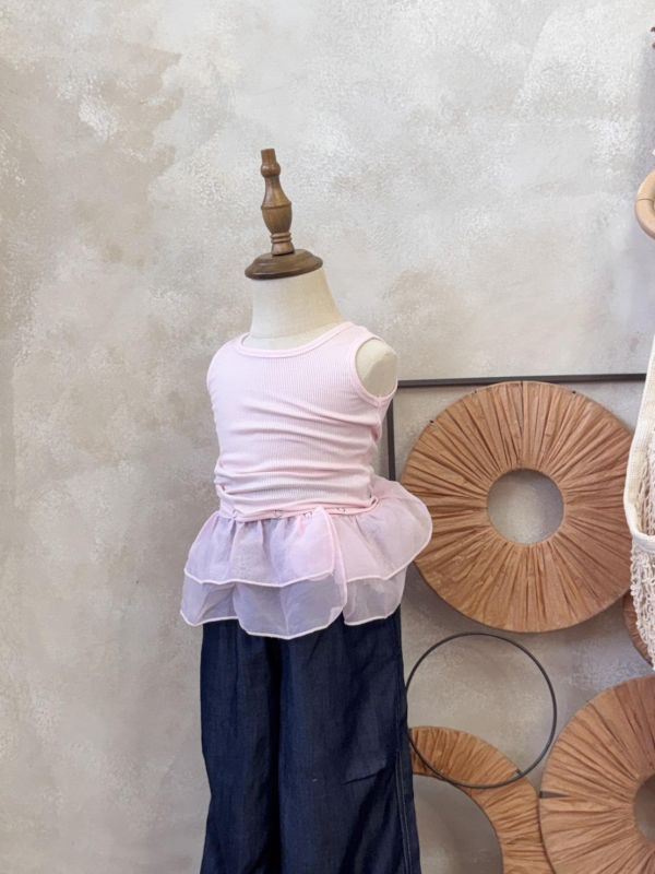 設計感！芭蕾舞拼接荷葉邊背心 (荷葉邊可拆) 