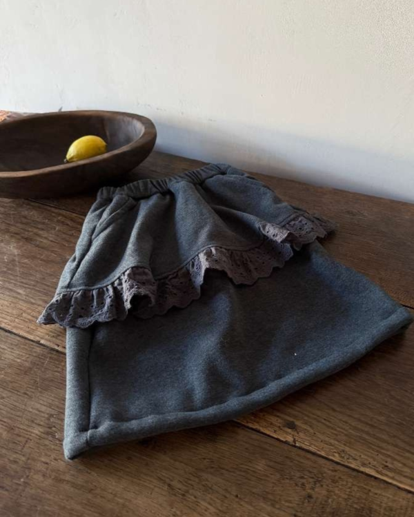 蛋糕蕾絲口袋磨毛半裙 