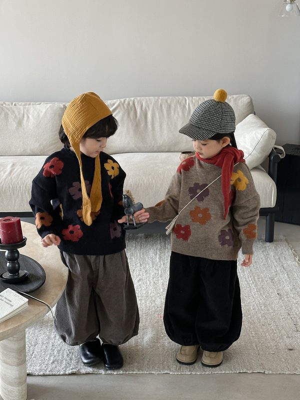 手足同款！日系花朵針織上衣 