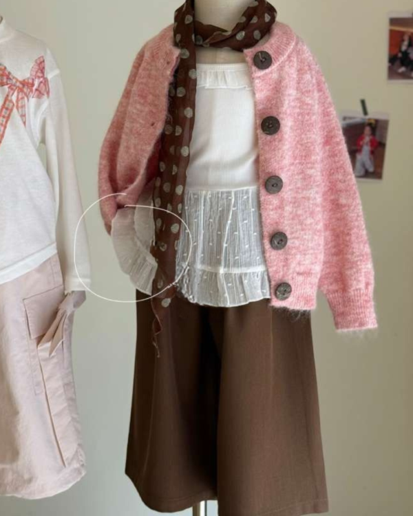 波點紗綁帶咖色西裝長褲 