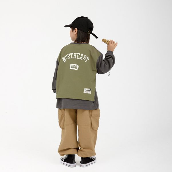 美式異材質假兩件薄款上衣 