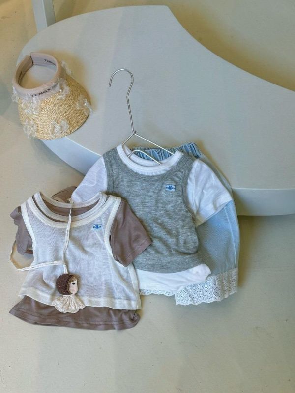 假兩件拼接設計短T 