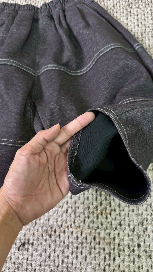 灰紫調特色縫線彎刀棉長褲(偏短可帶大) 