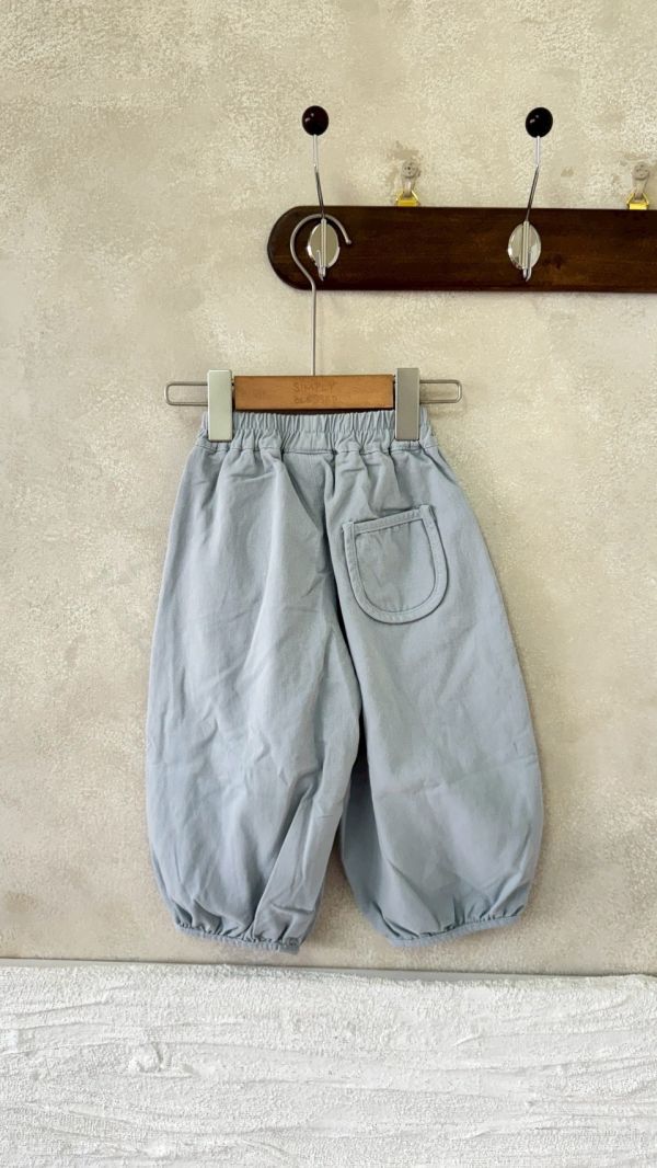 灰藍造型滾邊長褲 