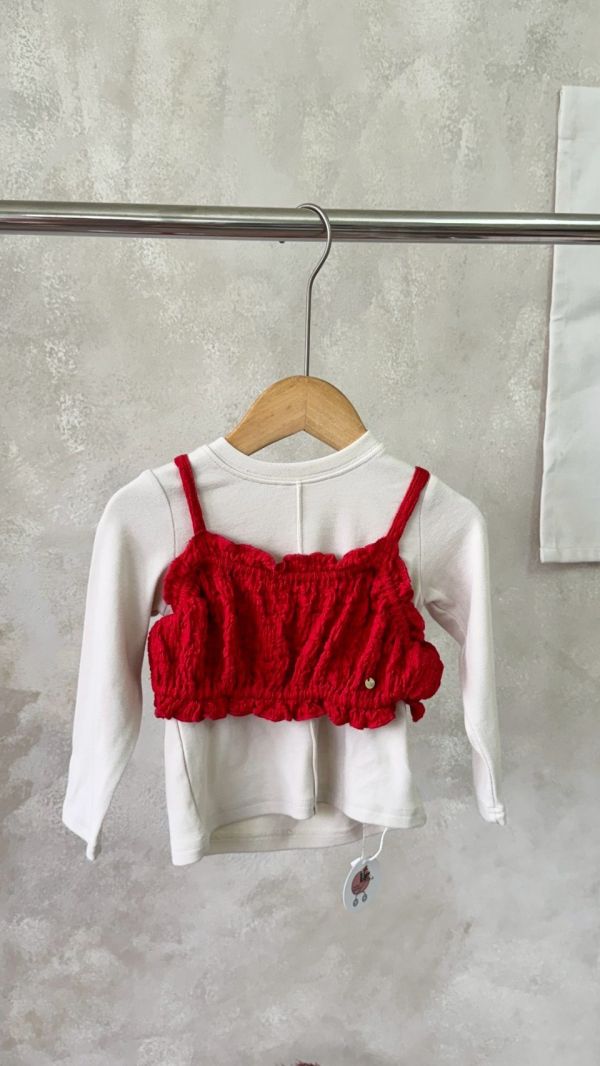 兩件套！肌理感疊搭背心內搭壓線長袖上衣(配色超好看) 