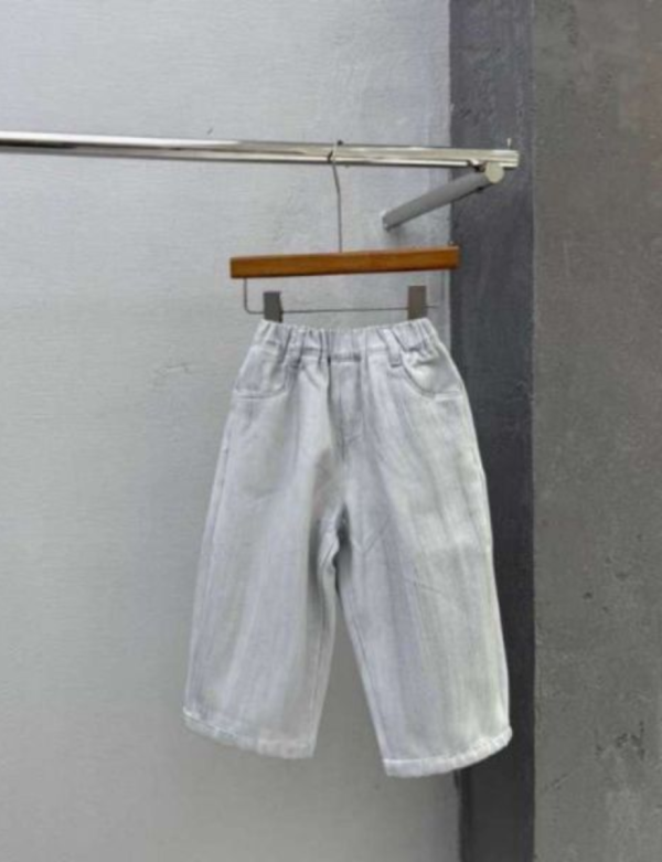 灰白暈染刷色加絨牛仔長褲 