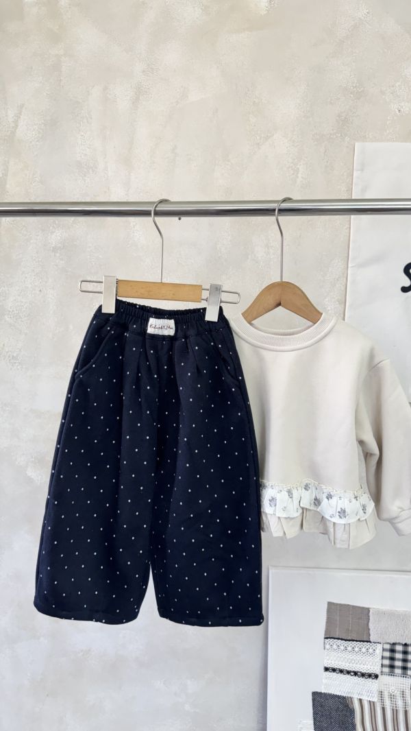 可愛點點毛呢長褲 