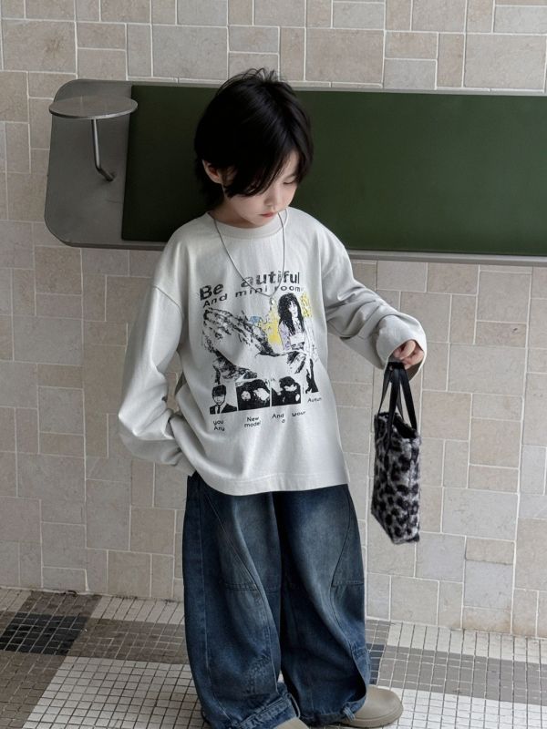 小潮男顛倒褲頭設計牛仔長褲(褲長偏長) 