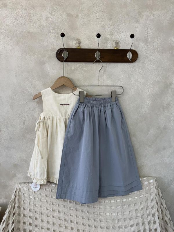 莫蘭迪灰藍調褲腳層次寬褲 