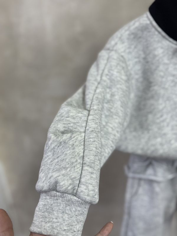 撞色連帽大學T/荷葉邊長褲休閒刷毛套裝 