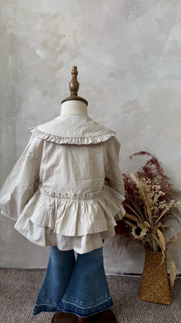 雙層荷葉邊翻領外套 