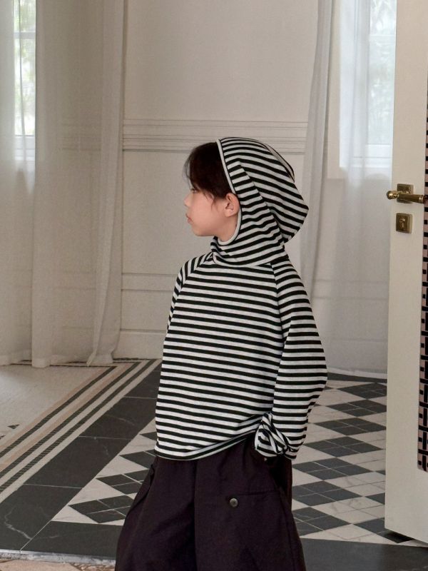 中性休閒百搭連帽條紋T 