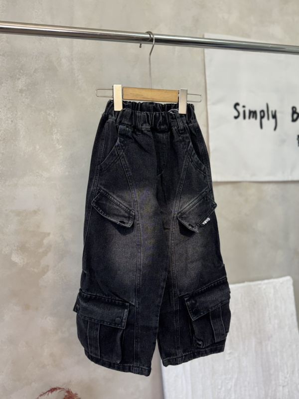 重工設計！潮酷刷白工裝薄款牛仔長褲 