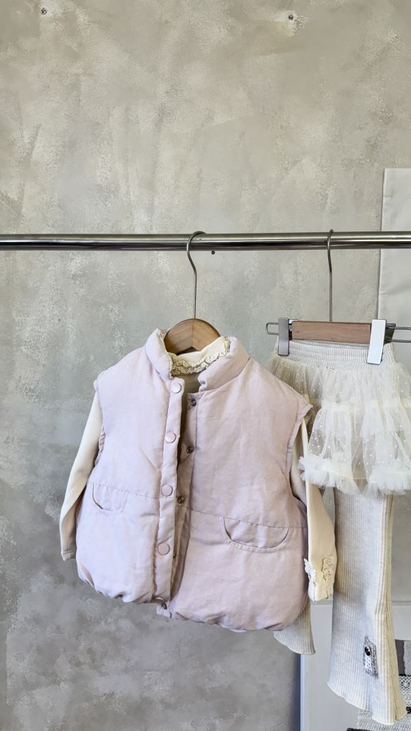 雙面穿！碎花粉色全鋪棉保暖背心 