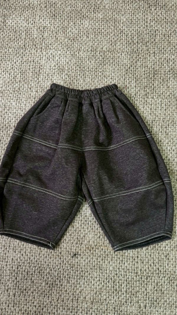 灰紫調特色縫線彎刀棉長褲(偏短可帶大) 