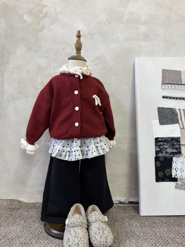 超美！雙層荷葉邊蝴蝶結針織上衣/外套 