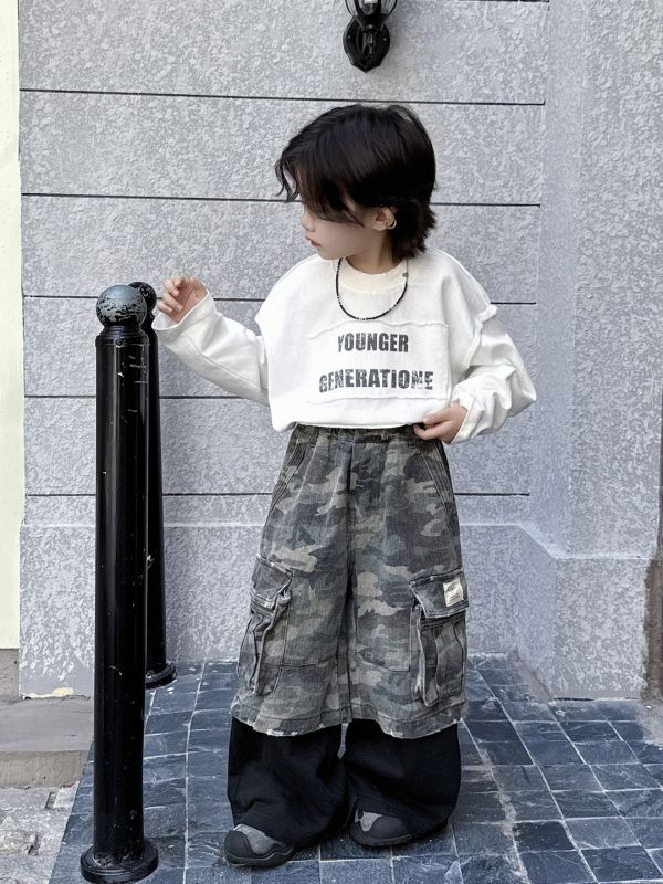 超酷不撞款！迷彩拼接棉重工工裝長褲 