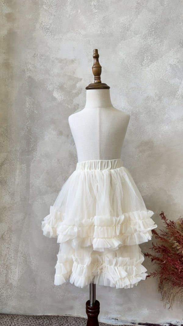 法式浪漫超軟立體花邊紗燈芯絨半身裙 