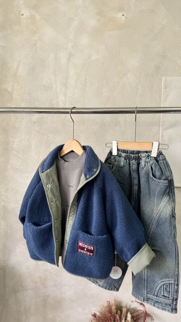 雙面穿！山系撞色異材質壓釦外套 