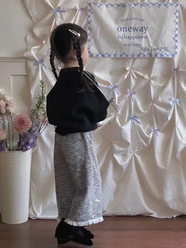 女童個性甜美緞帶蝴蝶結上衣衛衣 