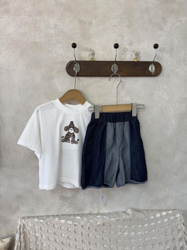 中性設計撞色拼接牛仔褲 