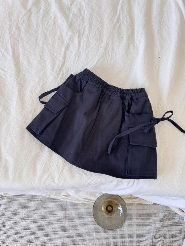 辣妹工裝綁帶挺布褲裙 