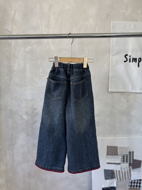 節慶款！紅線鉤花牛仔直筒褲 