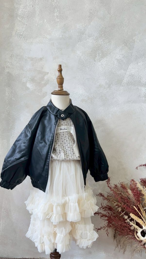 可雙面穿！可鹽可甜日系波點拉鍊經典皮外套 