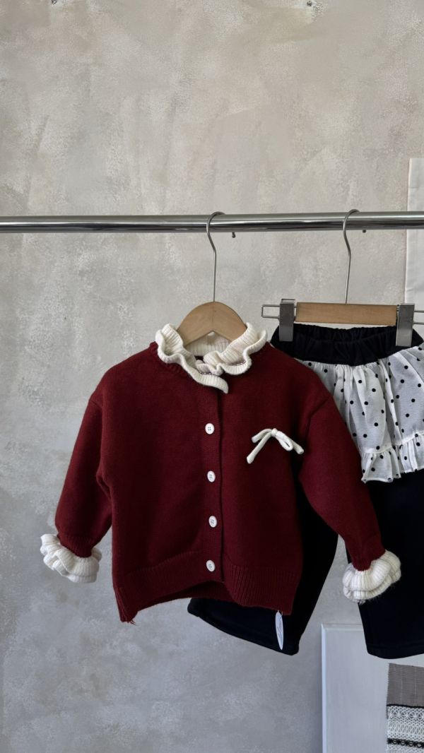 波點襯裙毛呢直筒長褲 