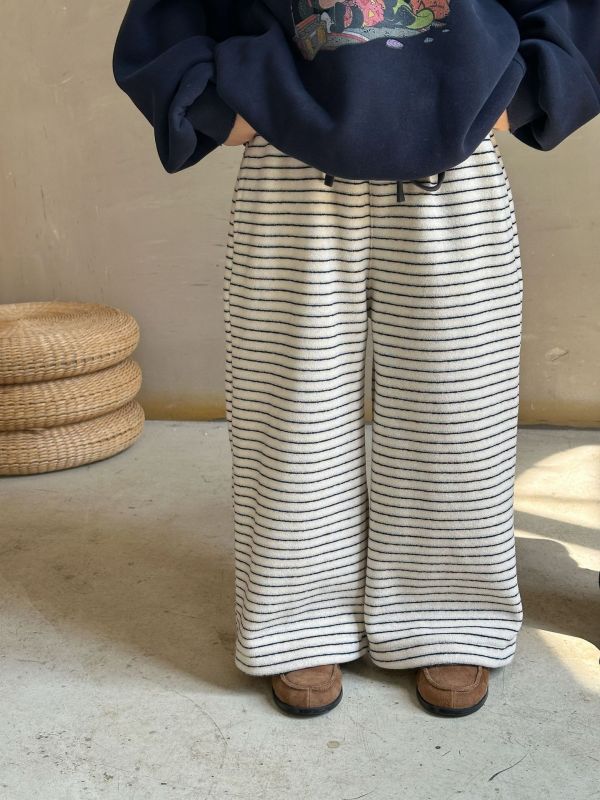 休閒條紋百搭加絨長褲 