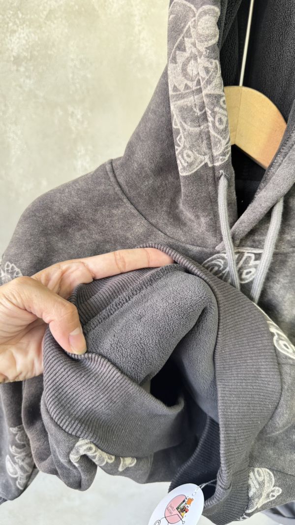 恐龍塗鴉暈染刷色連帽加絨上衣 