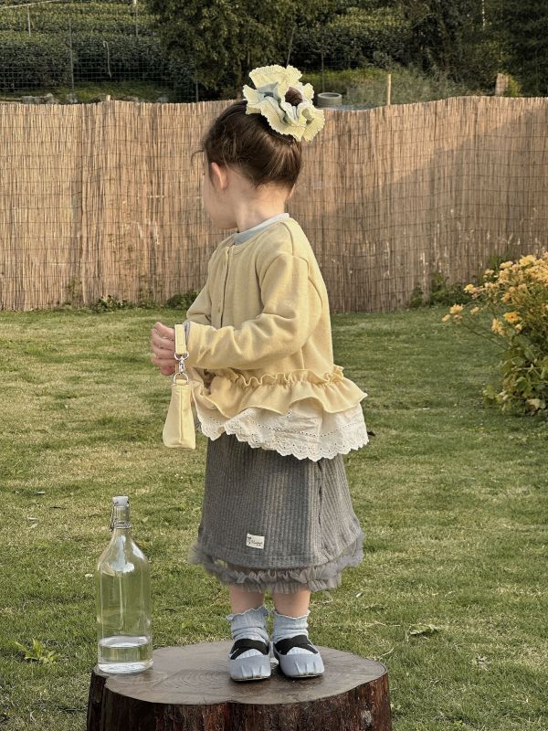 針織刺繡拼紗半裙 