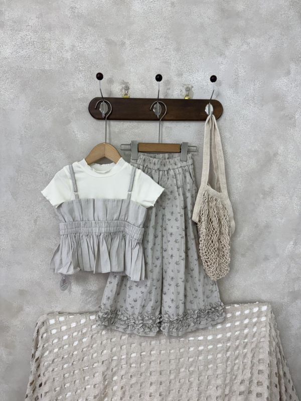 韓妞莫代爾棉光澤荷葉邊吊帶 