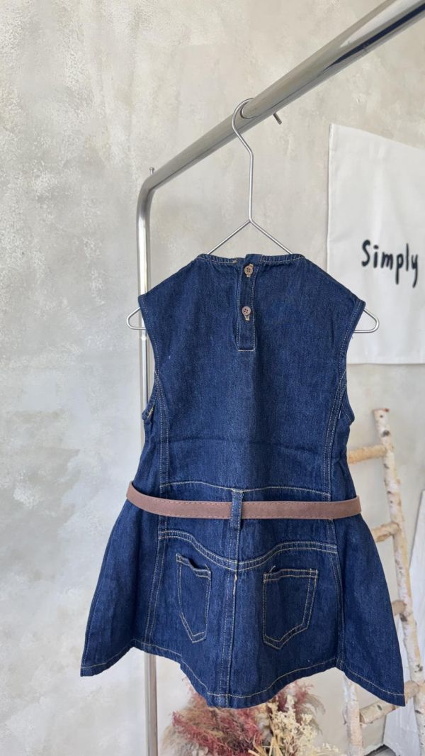 個性牛仔外縫線腰包背心連身裙 