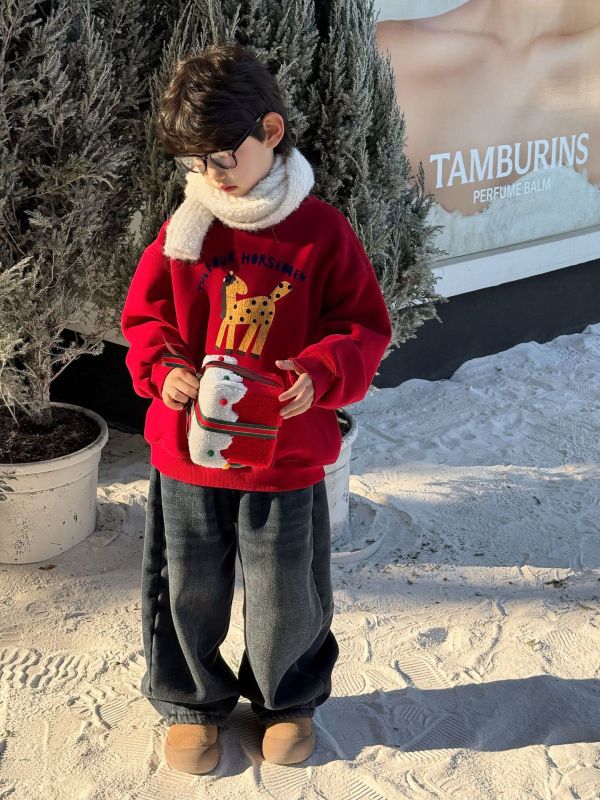 馬年主題紅色大學T 