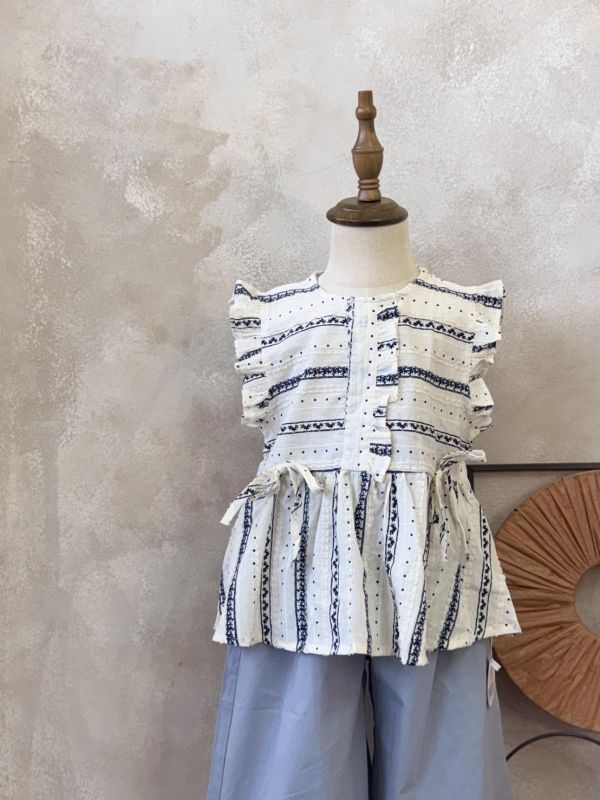 莫蘭迪灰藍調褲腳層次寬褲 