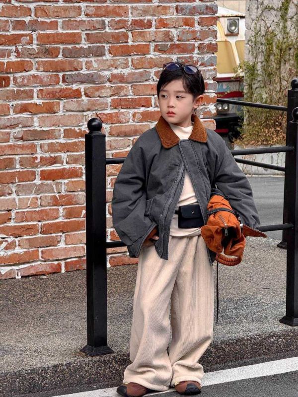 撞色領型男夾棉外套 