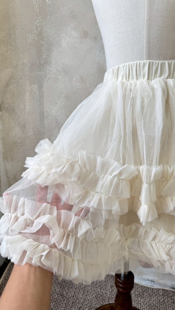 法式浪漫超軟立體花邊紗燈芯絨半身裙 