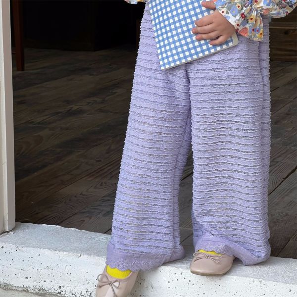 女童下擺花邊休閑寬褲 120cm 