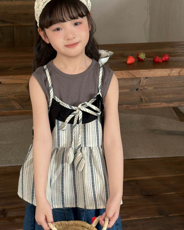 森系圖騰吊帶內搭背心真兩件套裝 