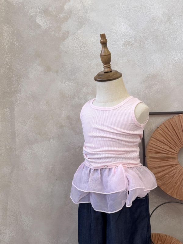 設計感！芭蕾舞拼接荷葉邊背心 (荷葉邊可拆) 