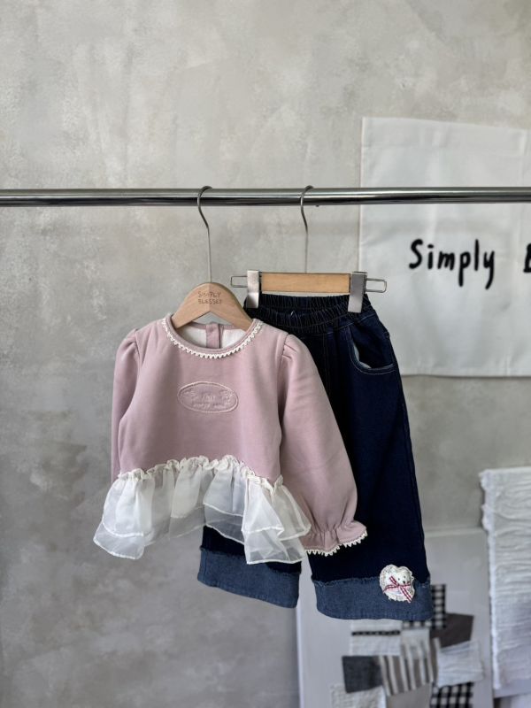 花邊宮廷袖拼接荷葉邊薄絨上衣 