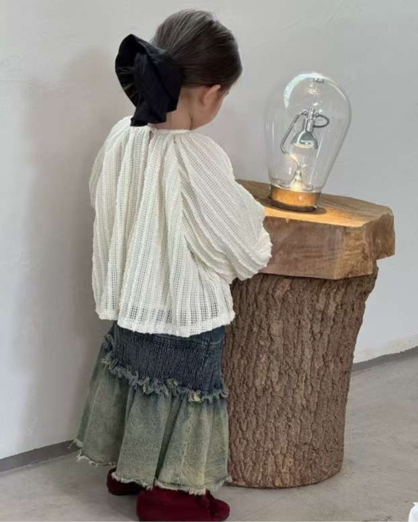 好美提花泡泡袖娃娃上衣 